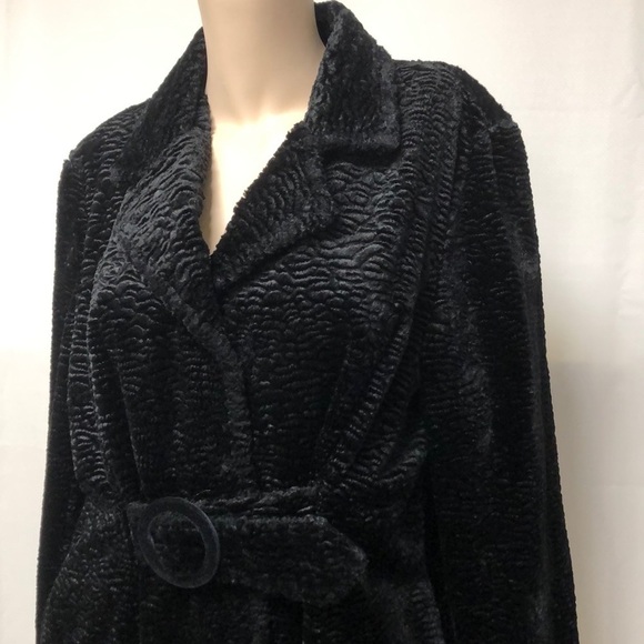 Black Rivet Chenille Winter Dress Coat - Picture 2 of 14